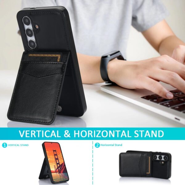 Phone Case for Samsung Galaxy S24 Plus S24+ 5G with Tempered Glass Screen Protector Credit Card Holder Wallet Cover Stand Leather Cell Accessories S24plus 24S + S 24 24+ 2024, 6.7 inch Women Men Black - Image 3