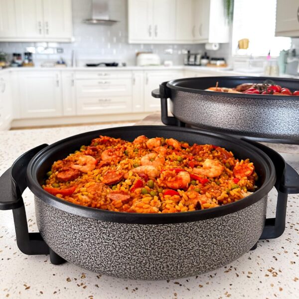 Quest 35410 30cm Multi-Function Electric Cooker Pan with Lid/Adjustable Thermostatic Control/Non-Stick Aluminium / 30 x 30cm Surface/Detachable Power Cable For Serving - Image 10