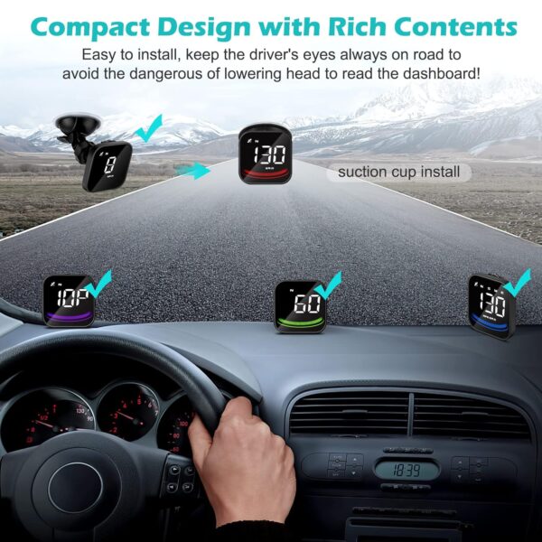 Aceshop Auto Car HUD Head Up Display KMH & MPH Digital GPS Smart Speedometer with OverSpeed Alarm Fatigue Driving Warning, Navigation Compass, 2.2'' LCD Screen, USB Plug & Play, for All Vehicle (G4) - Image 9