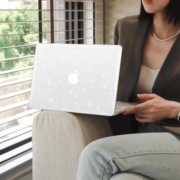 KEROM Clear Glitter Case for MacBook Pro 14 inch 2024-2021 M4 M3 M2 M1 Pro/Max Chip A3112 A3185 A3401 A2918 A2992 A2779 A2442, Shiny Bling Sparkle Plastic Hard Shell & Keyboard Cover for Mac Pro 14'' - Image 8