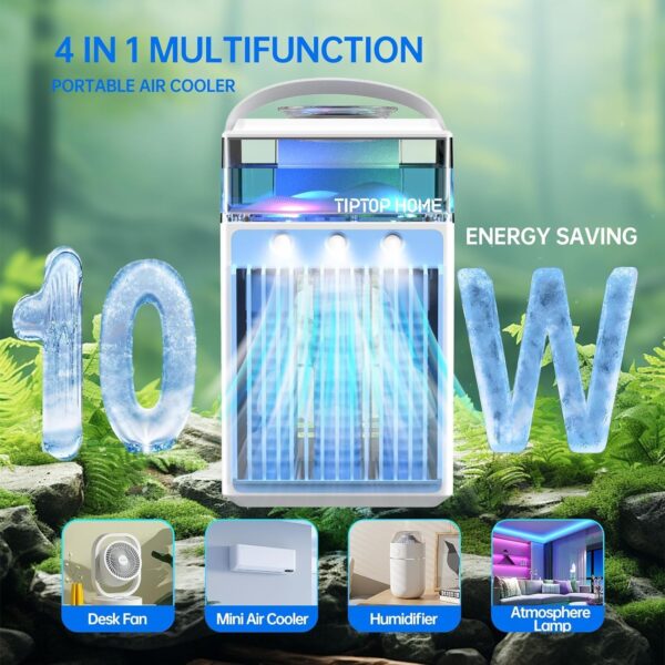 Portable Air Conditioners, 4 in 1 Mini Air Conditioner Evaporative Personal Cooler Humidifierl, 800ML Mini AC Desktop Cooling Fan for Office Tent Bedroom - Image 3