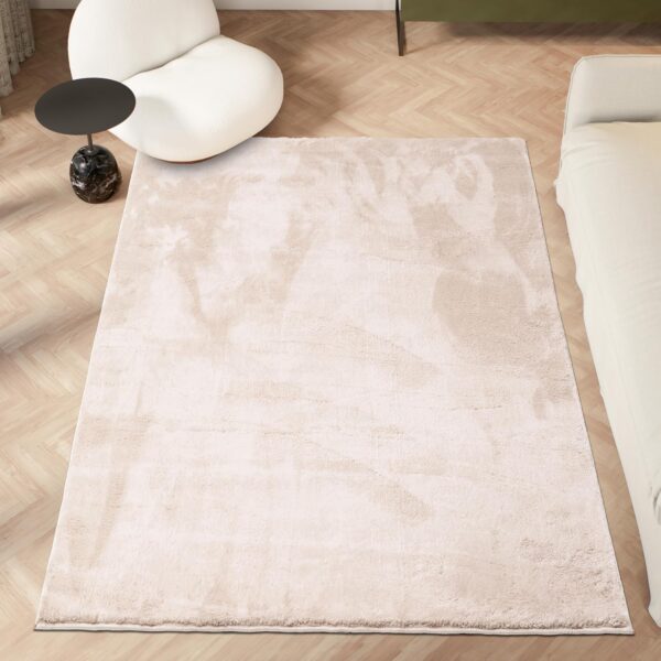 homeart Area Rugs – Soft, Short Pile Monochrome Carpets - Anti-Slip Backing, Machine Washable, Modern Fluffy Rugs for Living Room, Bedroom, Kitchen, Enterance - Cream, 60x110 cm - Image 3
