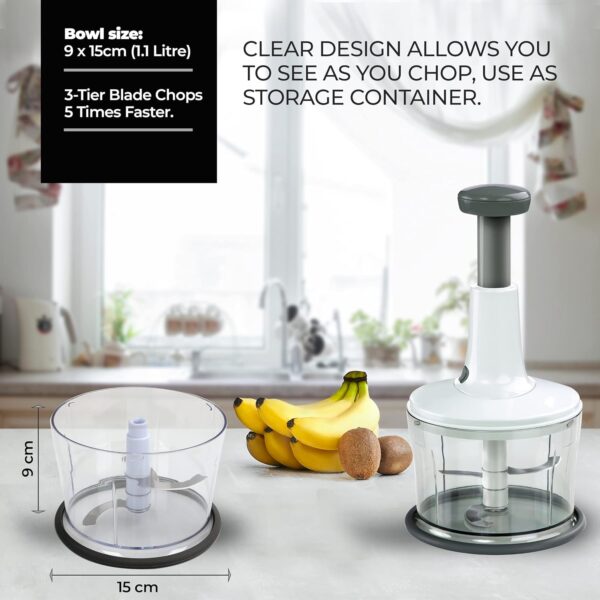 Hand Press Food Chopper | Manual Food Processor| Lightweight and Portable | Blender, Grinder, Chopper– Multipurpose Food Slicer for Vegetables, Fruits, Meat, Fish, Nuts - Image 6