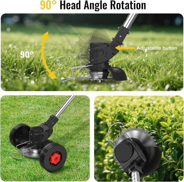 Cordless Strimmer Garden Strimmer with 4 Blades, 2 x 21V 4.0Ah Battery Strimmer Adjustable Retractable Electric Strimmer, Grass Trimmer for Yard, Garden, Sidewalk Edges Light Work (Black) - Image 6