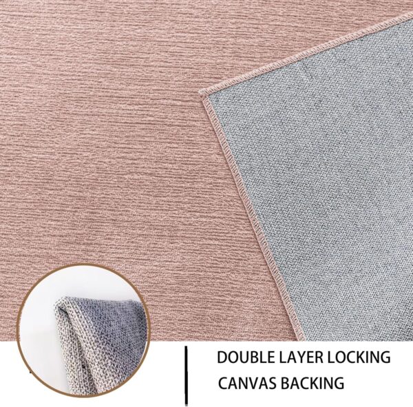 Ceneco Rugs Living Room,Pink Short Pile Rugs for Bedroom,Washable Rug for Office, Non Slip Area Rug for Indoor Lounge,Soft Low Pile Kitchen Carpet (Pink, 140×200cm) - Image 4