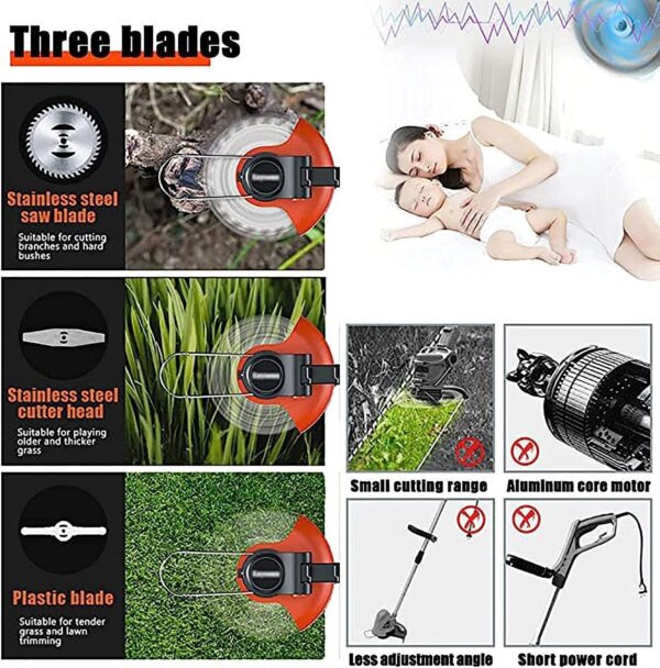ELzEy Cordless Lawn Mower, Light Weeder 24V Battery Adjustable Machine Head Adjustable Length Rechargeable Lawn Mower Portable Garden Lawn Trimmer - Image 7