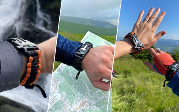 aZengear Paracord Survival Bracelet, Fire Starter Made of Flint and Steel, Whistle and Compass, Adjustable Strap Size for Camping, Bushcraft and Emergency Equipment - Image 7