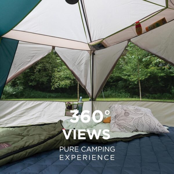 Coleman Polygon 5, large 5-person tent with 360° view, 5 man family tent, sturdy steel pole construction, easy to pitch, 100% waterproof camping tent. - Image 3