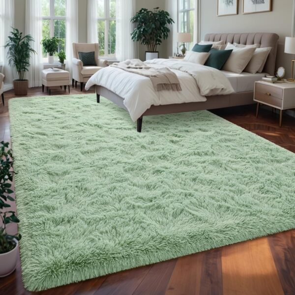 Nuttumico Fluffy Fuzzy Sage-Green Rugs for Bedroom, 8x10 Feet Soft Non Slip Plush Area Rug for Living Room, Kids Room, Indoor Modern Shaggy Rug for Nursery, Dorm, Home Decor - Image 6