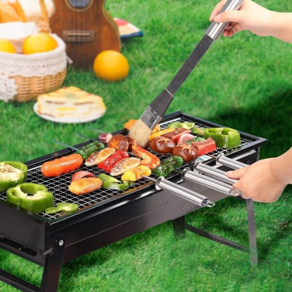 Charcoal Grill,Portable Barbecue Grill Folding BBQ Grill,Small Barbecue Grill,Outdoor Grill Tools for Camping Hiking Picnics Traveling 24''x13''x9'' - Image 4