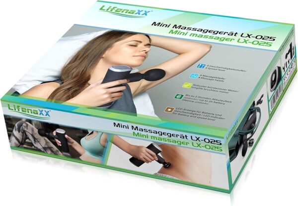 Lifenaxx Wireless Massage Gun Portable Mini Massage Gun Deep Tissue Percussion Muscle Massager for Pain Relief Quiet, with 4 Massage Heads for Gym Office Home Post-Workout Recovery LX-025 - Image 10