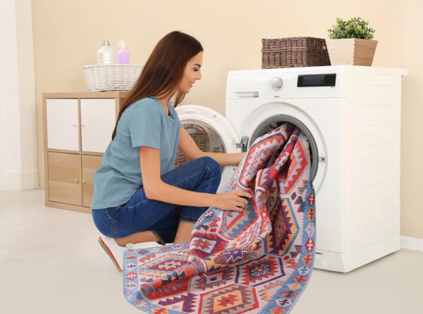 NETLINE HOME Machine Washable Area Rugs For Kitchen, Bedroom, Dining and Living Room | Kid Pet Friendly Rug | Oriental Design Carpet | Low Pile | Non Slip (Multicolor 2, 120X180 CM) - Image 5