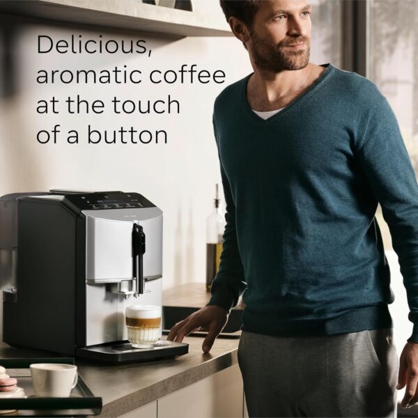 SIEMENS EQ300 Fully Automatic Bean to Cup Espresso Coffee Machine with milk frother arm, oneTouch Function, 4 coffee beverages, 3 coffee strengths, TF301G19, Piano Black - Image 6