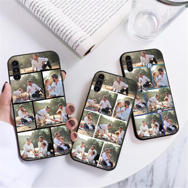 Yoedge Personalised Phone Case for Samsung Galaxy A25 5G 6.5 inch, Custom Photo Design Flexible Soft Silicone Customized Rubber Shockproof Cover, Personalize with 7 Image Collage for Girls, Black - Image 5