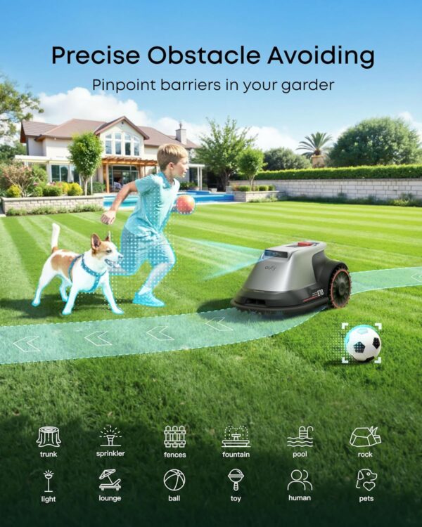 eufy Robot Lawn Mower E15, No Wire, No RTK, No Signal Issue, Hands-Free Auto Mapping, Precise Obstacle Avoiding, Reliable Lawn Maintenance, Worry-Free Experience - Image 4
