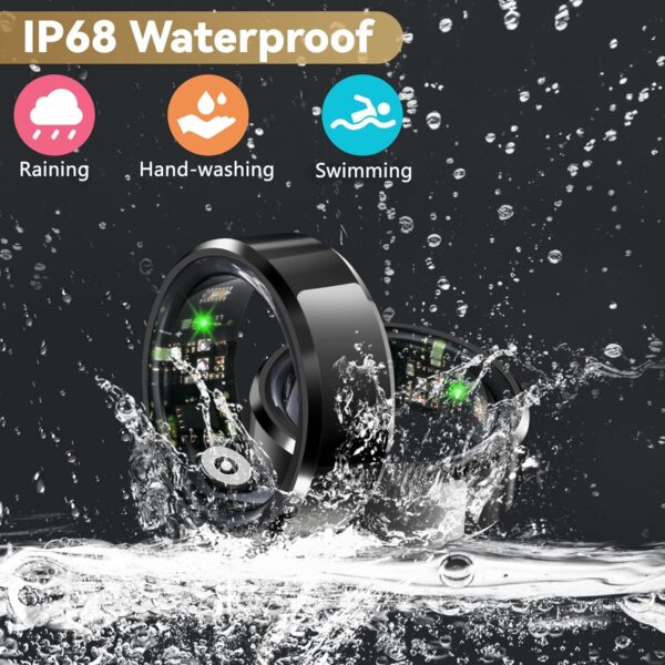 Smart Rings Health Ring Blood Oxygen Blood Pressure HR Heart Rate Monitor Fitness Tracker Sleep Step Counter Waterproof Compatible with ios Android Phones with Charging Case (Black, #9-S-2.34in) - Image 10