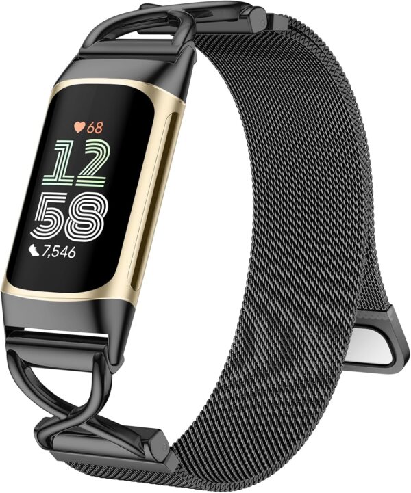 JKD X-Shape Metal Band Compatible with Fitbit Charge 6/ Charge 5 Bands for Women Men, Soft Stainless Steel Mesh Loop Strap Bracelet Wrist Band Replacement for Fitbit Charge 5/ Charge 6 Fitness Tracker - Image 2