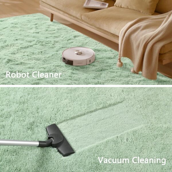 Nuttumico Fluffy Fuzzy Sage-Green Rugs for Bedroom, 8x10 Feet Soft Non Slip Plush Area Rug for Living Room, Kids Room, Indoor Modern Shaggy Rug for Nursery, Dorm, Home Decor - Image 8