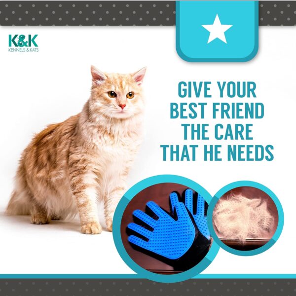 KENNELS & KATS Pet Grooming Glove | Pet Brush Glove | Premium De-shedding Glove for Easy, Mess-free Grooming with 260 Tips | Grooming Mitt For Dogs, Cats, Rabbits & Horses with Long/Short/Curly Hair - Image 7