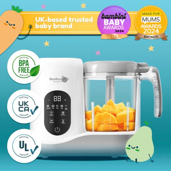 BooBoo PuréePro® Baby Food Maker, Multifunctional Food Processor Chopper, Puree Blender And Steamer, x4 Cooking Presets, Auto Cooking, Grinding Function & Self Cleaning Operation - Image 7