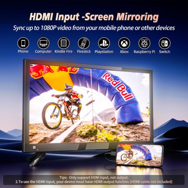 Desobry 19 inch small TV Built-in DVD player, 1080P mini TV with freeview, supports HDMI USB AV input, 12v tvs for motorhomes/campervan/caravan/camping - Image 4