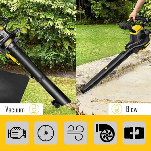 XNZJHPP Electric Powerful Leaf Blower,3800W Garden Vacuums&Shredder,6-Variable Speed Multifunction Leaf Blowers with 40L Leaf Collection Bag for Lawn - Image 4