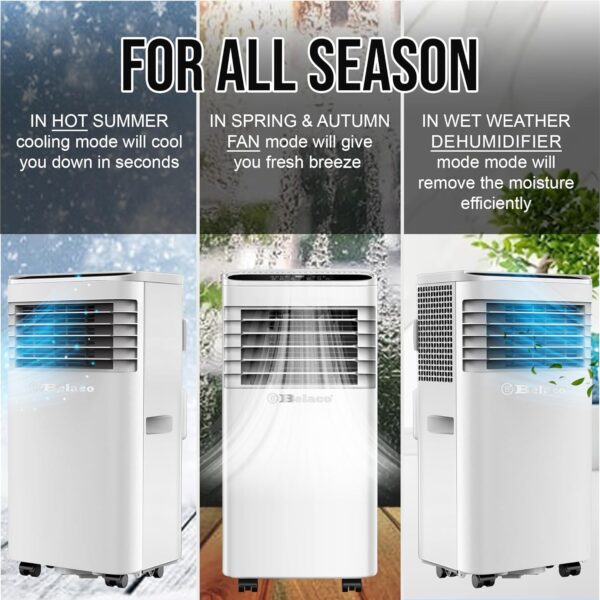 Belaco Portable Air Conditioner, 9000 BTU 4-in-1, Air Conditioning Unit, Fan & Cooling, Dehumidifier, Remote control with 24Hr Timer, Dual Window kit Included with Class A Energy Efficiency Rating - Image 9