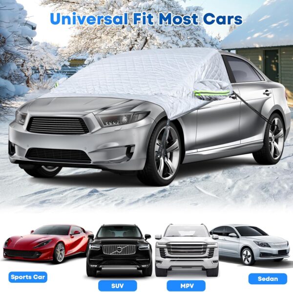 SelfTek Car Windscreen Cover for Winter, Large Car Frost Windscreen Cover with Rearview Mirror and Side Windows Cover Waterproof Windshield Cover for Ice and Snow Fits Most Cars, SUVs - Image 8