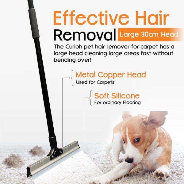 Curioh Double Sided Pet Hair Remover Carpet Scraper - Carpet Rake for Dog, Cat Hair Removal - Carpet Brush for Pet Hair - Reusable Lint Rollers - Image 3