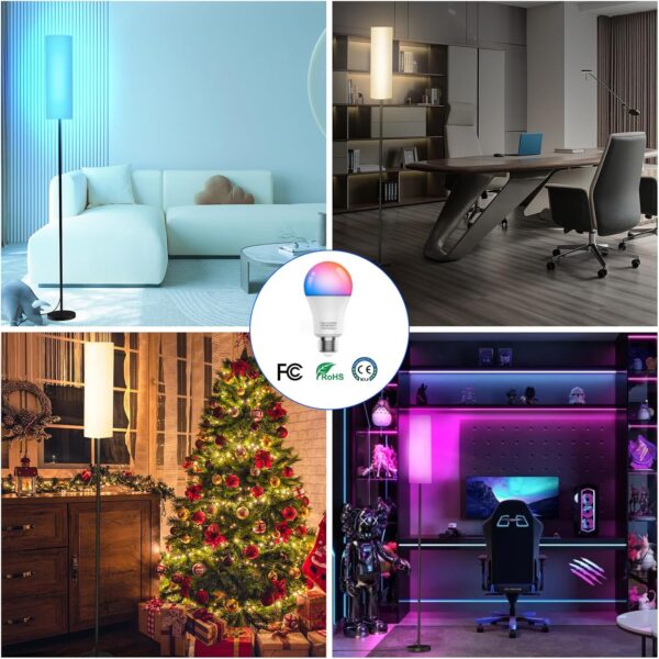 Frideko Floor Lamp for Bedroom,Modern Standing Lamp with RGB Smart LED Bulb & Brightness Dimmable,Floor Lamps with Remote,Corner Floor Lamps for Living Room Office,Foot Switch,Beige Lampshade - Image 9