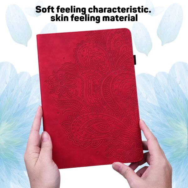 GLANDOTU for Samsung Galaxy Tab A9 8.7 inch Case 2023 (SM-X110/X115/X117), PU Leather Embossed lightweight Folio Flip Tablet Cover with Dual Standing Positions Case -Red - Image 9