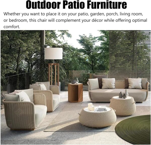 MOLVUS Outdoor Patio Furniture Sets, Wicker Conversation Set For Porch Deck, Weather Resistant Rattan Sofa Chair With Coffee Table(Color:Beige,Size:3 Pieces-C) - Image 3
