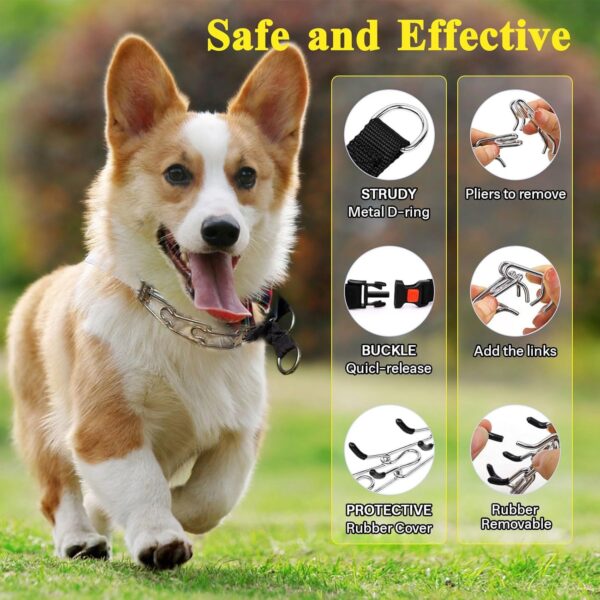 Dog Training Collar - Adjustable Durable Thick Prong Collars for Large Medium Small Dogs, Anti Bark, Outdoor Trainings. Metal Choke Chain, Black Nylon Half Choke Collar, Stainless Steel Prong Collar. - Image 8