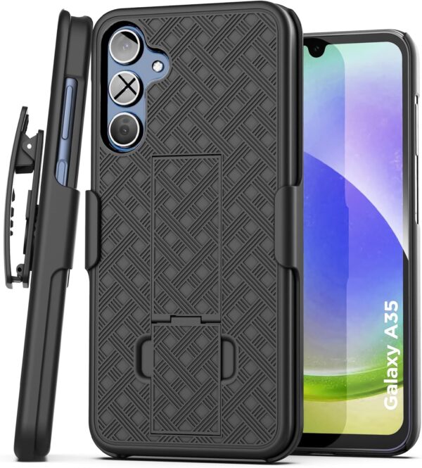 Encased Belt Case for Samsung Galaxy A35 5G with Holster Clip and Phone Kickstand (DuraClip Series), Black (A35 5G) - Image 2