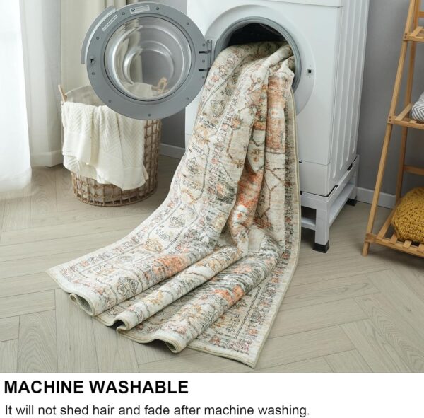 Xfrog Vintage Area Rug Large Machine Washable Rug Non-Slip Short Pile Floral Print Traditional Rug Carpet for Office Dining Living Room 160x230CM - Image 7