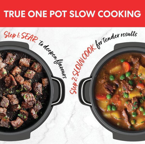 Instant Superior Slow Cooker - Digital Slow Cooker with Steamer, Sauté, Sear, Reheat and Keep Warm Functions, Removable Dishwasher Safe Pot - Up to 10 Portions, 7.1L Capacity - Image 4