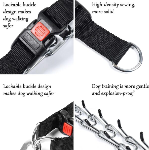 Dog Training Collar - Adjustable Durable Thick Prong Collars for Large Medium Small Dogs, Anti Bark, Outdoor Trainings. Metal Choke Chain, Black Nylon Half Choke Collar, Stainless Steel Prong Collar. - Image 3