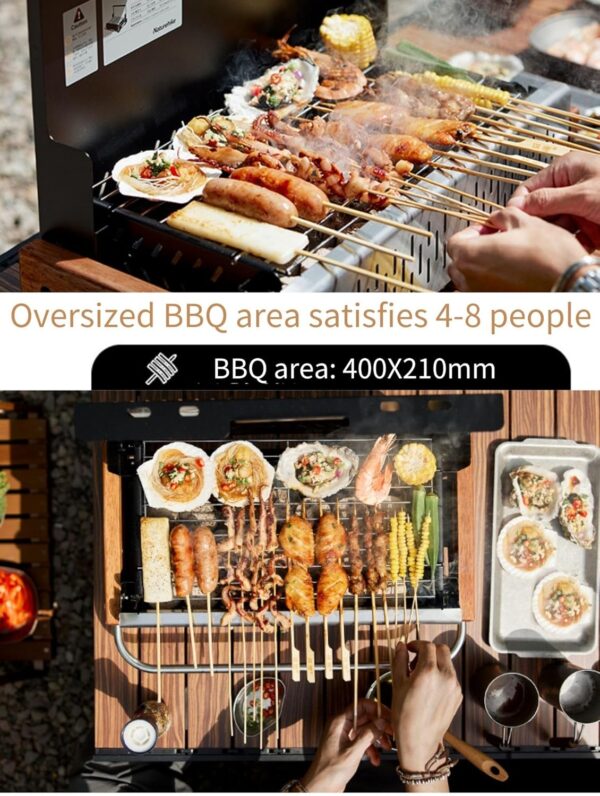 Naturehike Charcoal Grills Portable Charcoal Grill BBQ Grill Small Folding Tabletop Grill Mini Stainless Steel Outdoor Cooking Propane Grill Camping Beach Traveling Picnic Backyard (grey) - Image 6