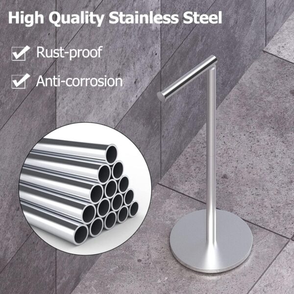 Topsky Free Standing Toilet Roll Holder Stainless Steel Rustproof Spare Toilet Paper Holder for 4-5 Jumbo Rolls Foldable Toilet Roll Storage for Bathroom Living Room Kitchen etc (Siliver) - Image 7