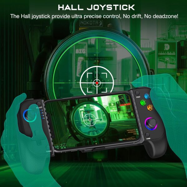 HASACOOL Mobile Gaming Controller for Android/iPhone,RGB Light Hall Effect Joystick Wireless Phone Controller-PS Remote Play/Xbox Cloud/Steam Link/GeForce Now/MFi Apple Arcade-Call of Duty,Roblox - Image 6