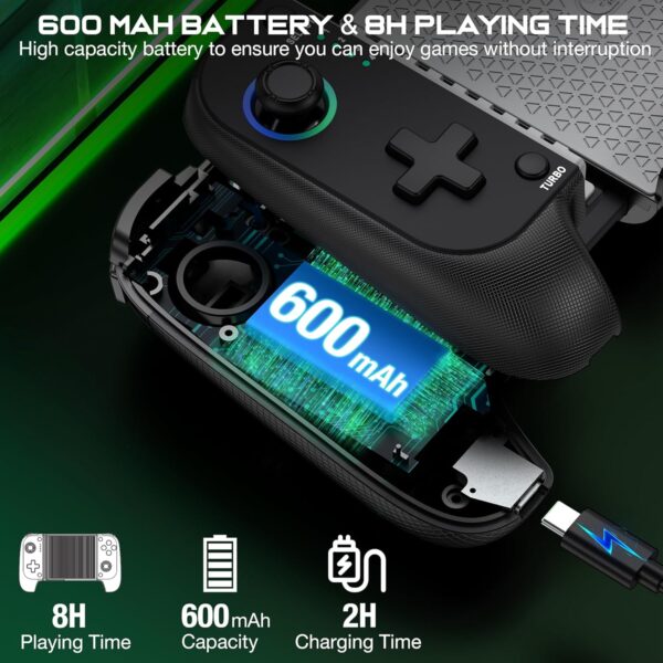HASACOOL Mobile Gaming Controller for Android/iPhone,RGB Light Hall Effect Joystick Wireless Phone Controller-PS Remote Play/Xbox Cloud/Steam Link/GeForce Now/MFi Apple Arcade-Call of Duty,Roblox - Image 5