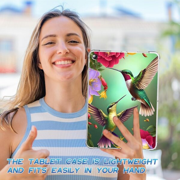 Dikoer for Samsung Galaxy Tab A9 8.7" 2023 SM-X110/X115/X117 Clear Tablet Case, Slim Back Shell Anti-Slip Soft TPU Protection Transparent Shockproof Cover for Galaxy Tab A9 2023, Hummingbird Flower - Image 4