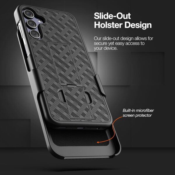 Encased Belt Case for Samsung Galaxy A35 5G with Holster Clip and Phone Kickstand (DuraClip Series), Black (A35 5G) - Image 3