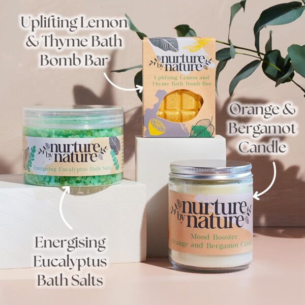 Nurture by Nature Relax & Uplift Pamper Gifts for Women - Mothers Day Gifts, Spa Gift Set Self Care Kit, Bath Salts, Bath Bombs, Cruelty Free Bath Sets, Mothers Day Hamper, Relaxation Gifts for Women - Image 4