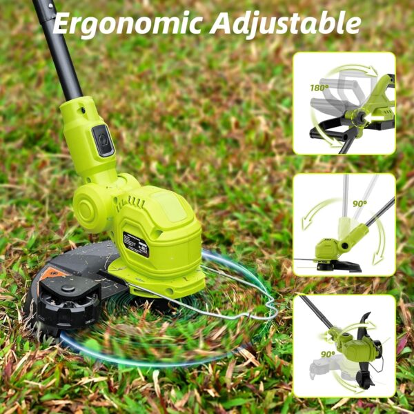 JAGROM - 12 Inch Cordless String Trimmer with Fast Charger, 2 x 2.0Ah Weed Wacker with Automatic Line Feed, 20V, Grass Trimmer with 8 Pieces of Line - Image 3