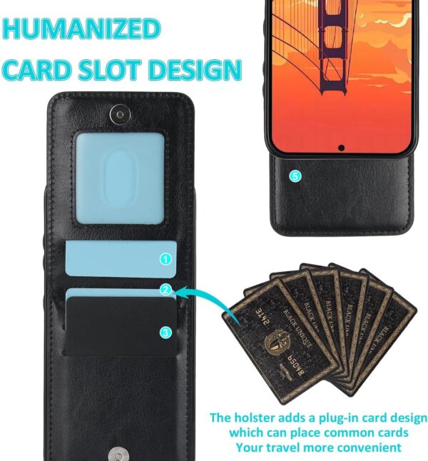 Phone Case for Samsung Galaxy S24 Plus S24+ 5G with Tempered Glass Screen Protector Credit Card Holder Wallet Cover Stand Leather Cell Accessories S24plus 24S + S 24 24+ 2024, 6.7 inch Women Men Black - Image 4