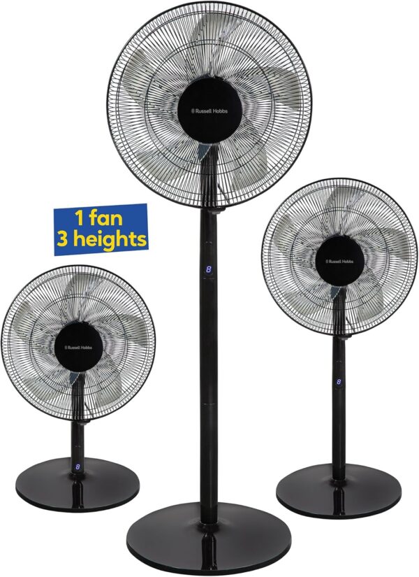 Russell Hobbs Tower Fan in Black - 3 in 1 Pedestal Fan with LED Display & Remote, 1.3m Height, 8 Speed Settings, Oscillating, 48W, 2 Year Guarantee - Image 10