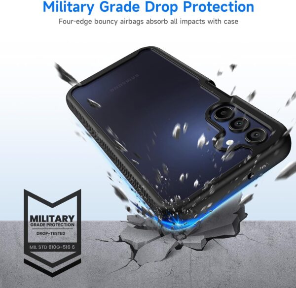 seacosmo for Samsung A15 Case, Galaxy A15 Case [with Screen Protector] Full Body Shockproof Protection Armour Cover Slim Fit Bumper Protective Phone Case for Samsung Galaxy A15 4G/5G- Black/Clear - Image 6