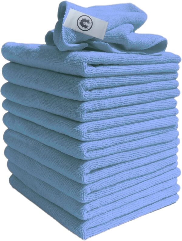 DCS Microfibre Cleaning Cloth, Blue, Pack of 10, Large Size: 40x40cm. Super Soft Premium Streak Free Washable Cloth Duster for Kitchen, Bathrooms, Surfaces, Mirrors, Car, Motorbike - Image 2