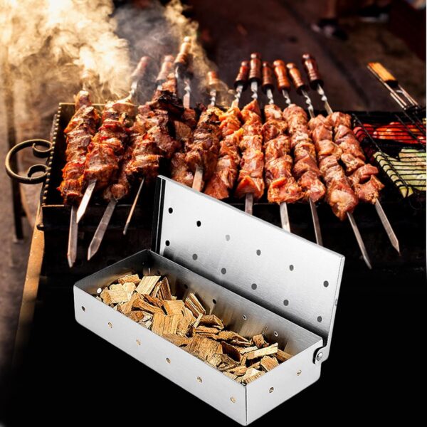Xiciki BBQ Smoker Box for Wood Chips, Charcoal BBQ Grill Stainless Steel Accessories, Perfect for Camping BBQ, Enhances Flavor for Barbecues, Universal Fit for Gas, Electric and Charcoal Grilling. - Image 7